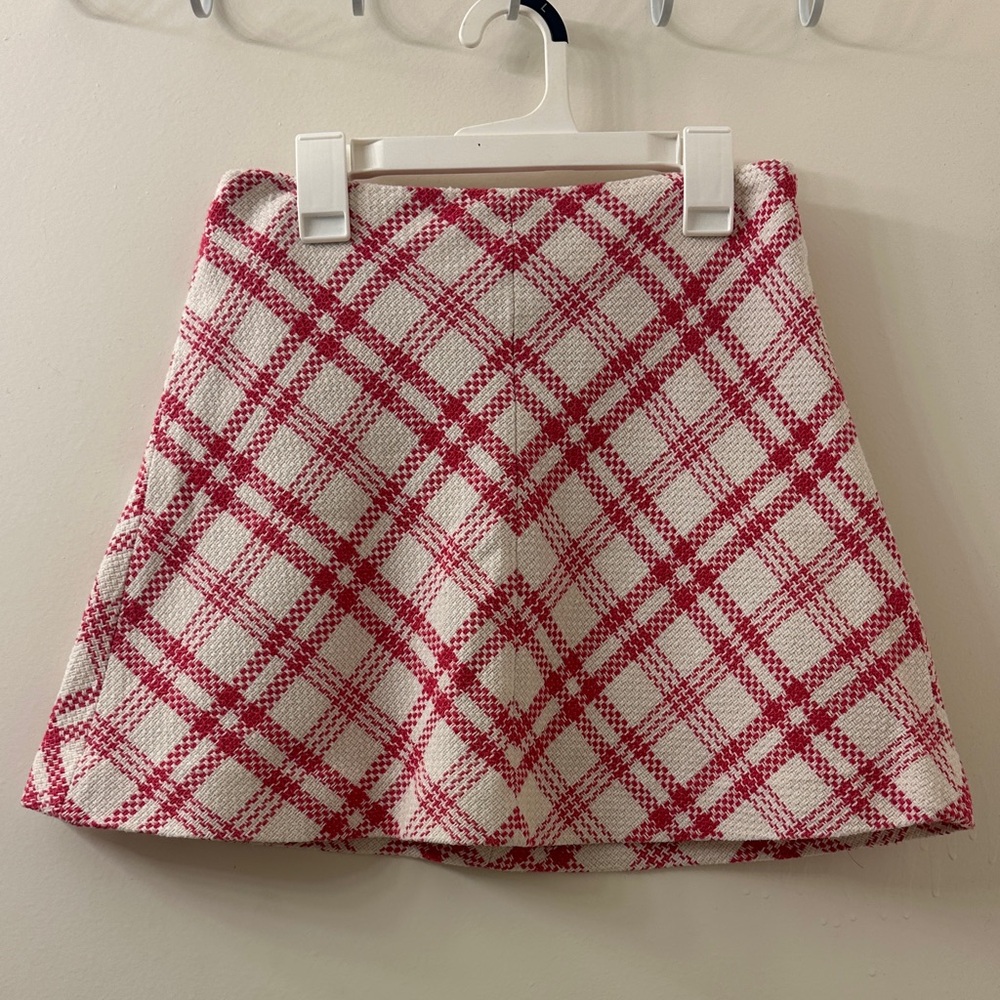 Zara pink and White Checkered Mini Skirt